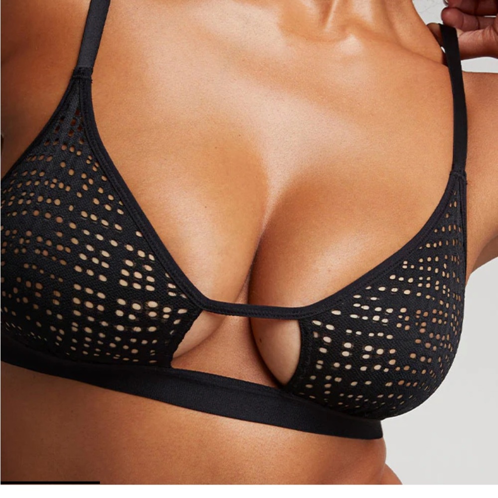 Negative Underwear Black Eyelet Bralette and Thong Set